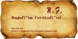 Mayböhm Ferdinánd névjegykártya
